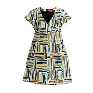 Lavia Abstract Brushstroke V-Neck Mini Dress
